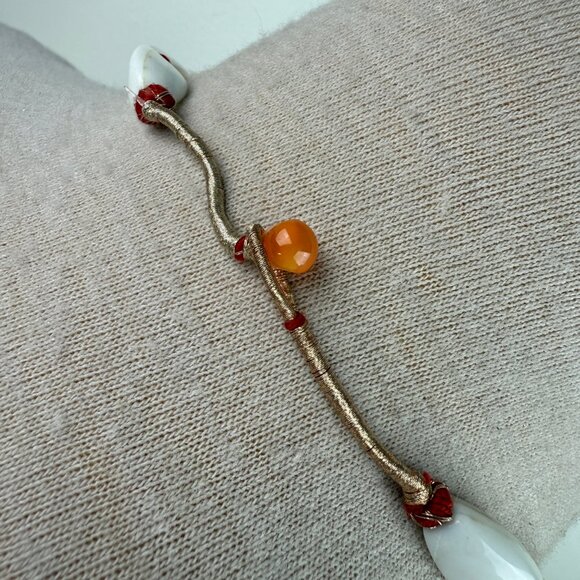 Asian White Agate Trade Bead Necklace 23.5" - Picture 7 of 9